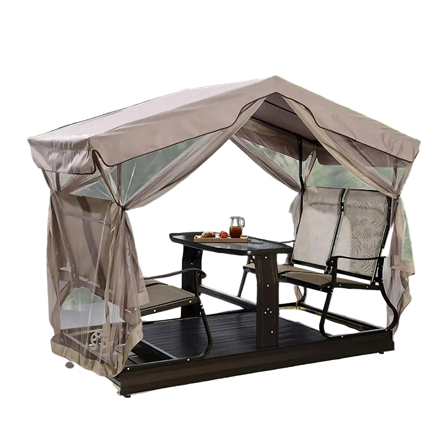 Create a cozy outdoor retreat with the Outdoor Swing Chair featuring a Pergola and Table – a perfect ensemble for relaxation and stylish outdoor living.