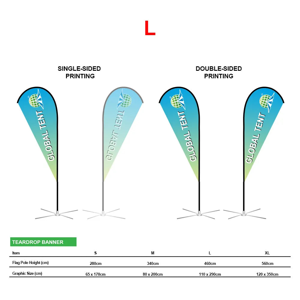 9ft-Teardrop Flags: Windproof and waterproof, creating eye-catching advertising along the coastline(No Base)