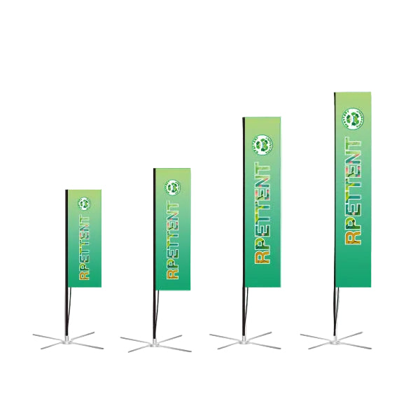 Customized eco-friendly advertising square flags, made from recycled materials, for event promotion