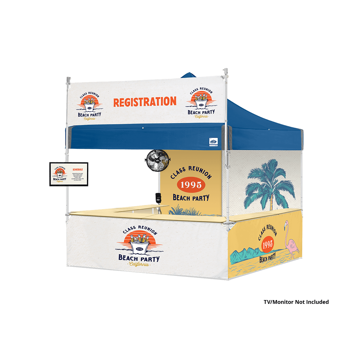 Canopy Tent with a banner on top:10'x10' Custom Advertising Canopy Tent