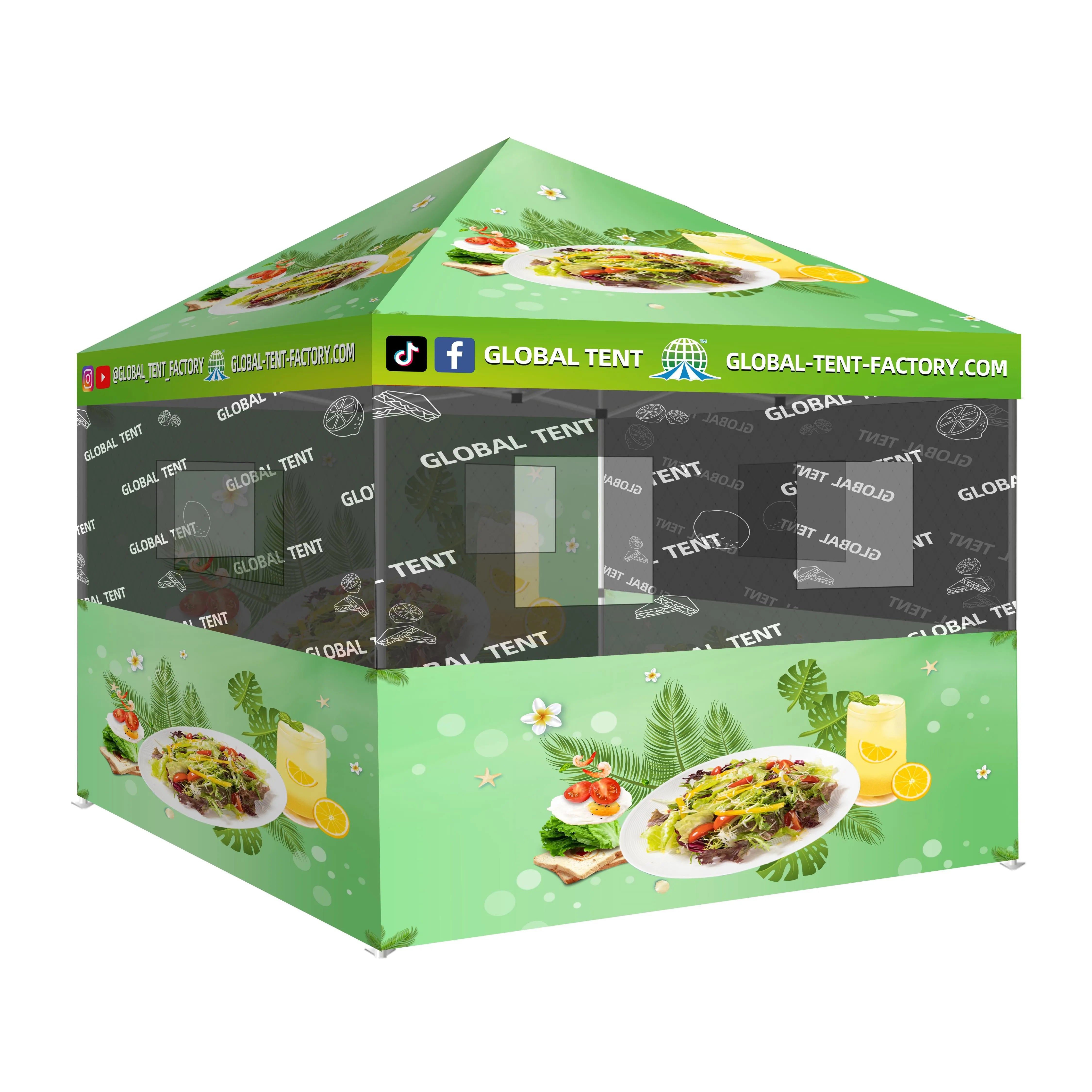 Discover our 10'x10' RPET Custom Food Tent – perfect for eco-conscious food vendors. Sustainable construction, easy setup, and customizable branding. Serve with style, serve sustainably.