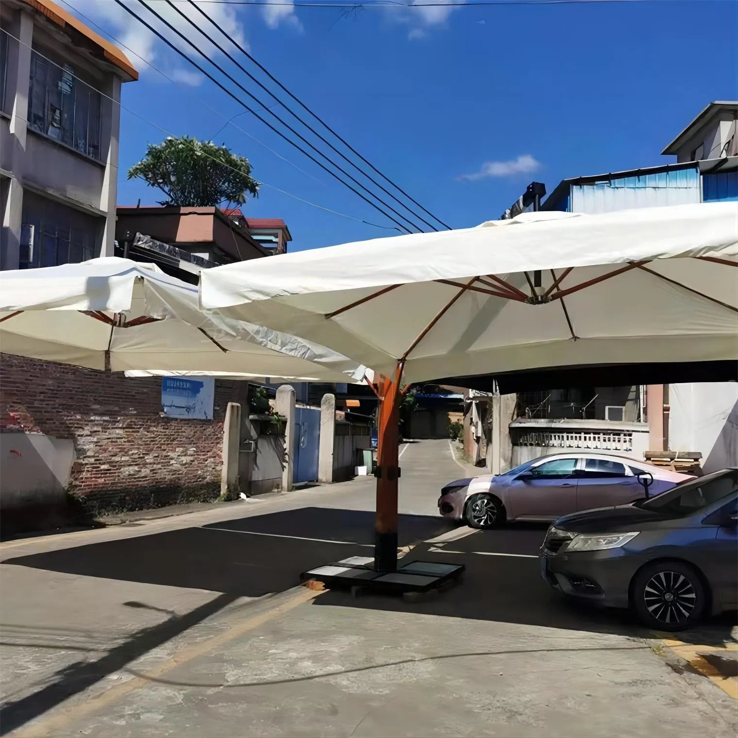 360-Degree Shade: Custom Four-Sided Cantilever Hanging Umbrella