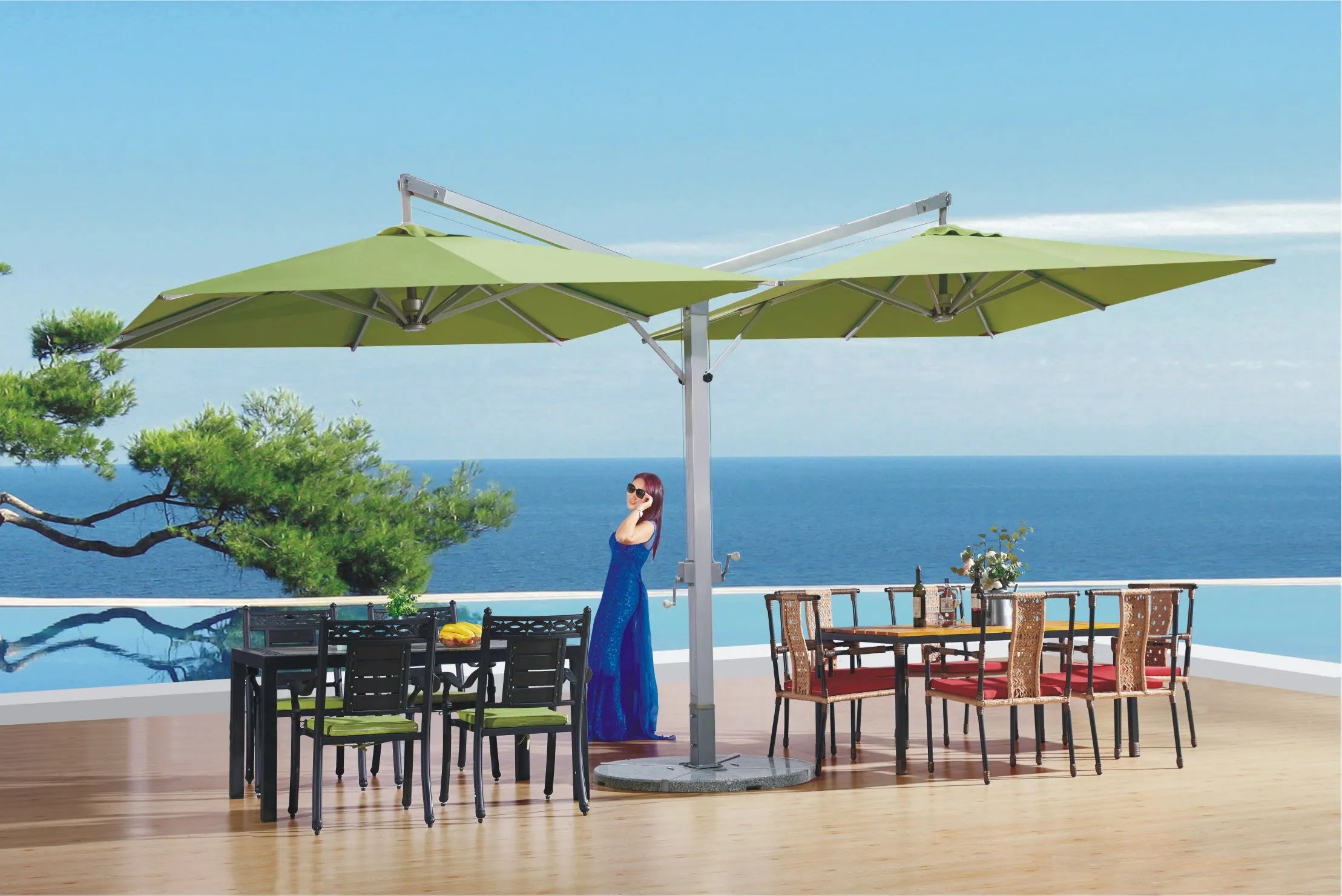 Luxury Elegance: Custom Double-Sided Cantilever Hanging Umbrella