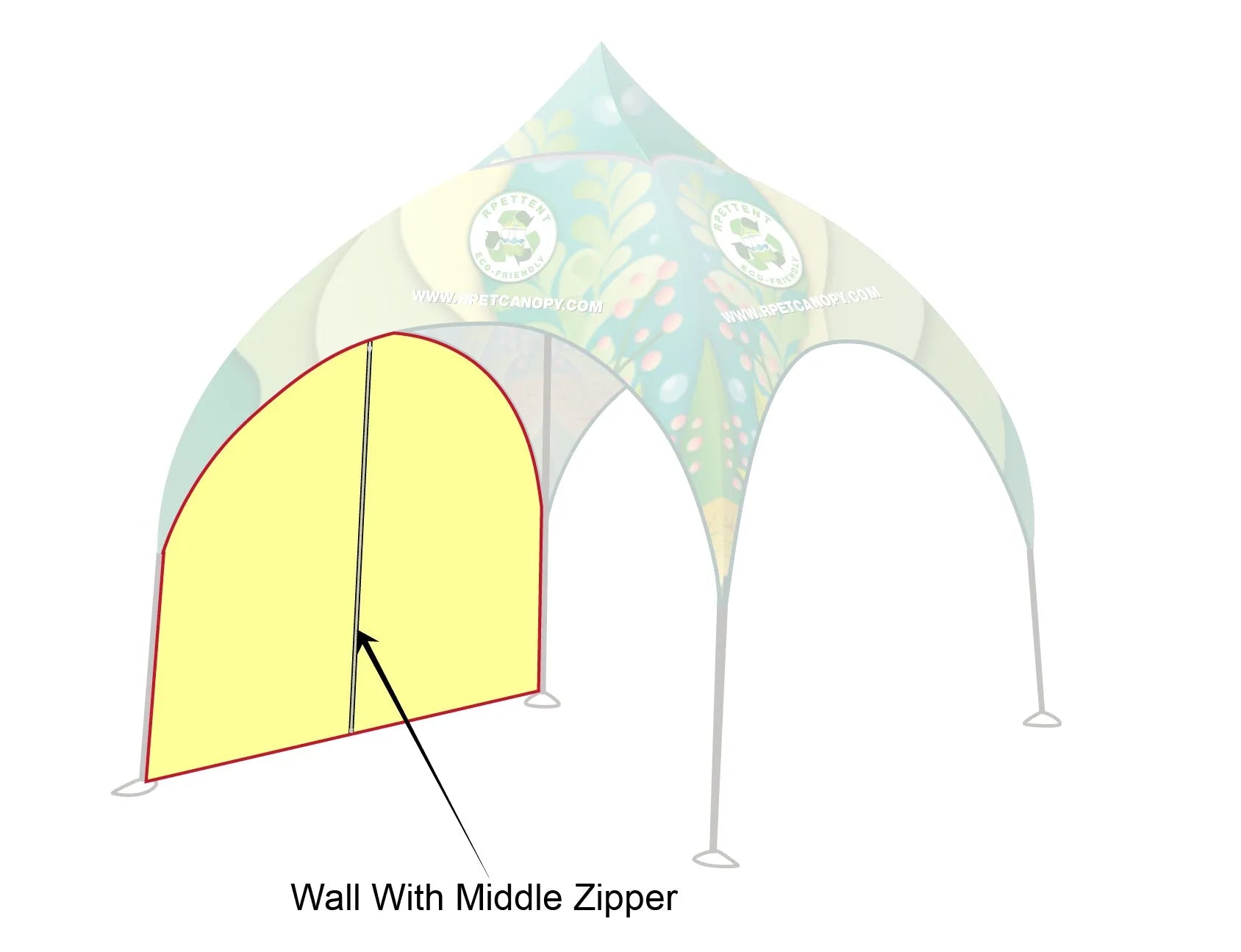 Printed Elegance: Custom RPET Arch Dome Tent with Walls