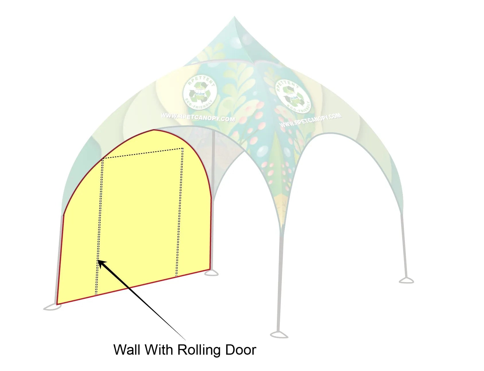 Printed Elegance: Custom RPET Arch Dome Tent with Walls