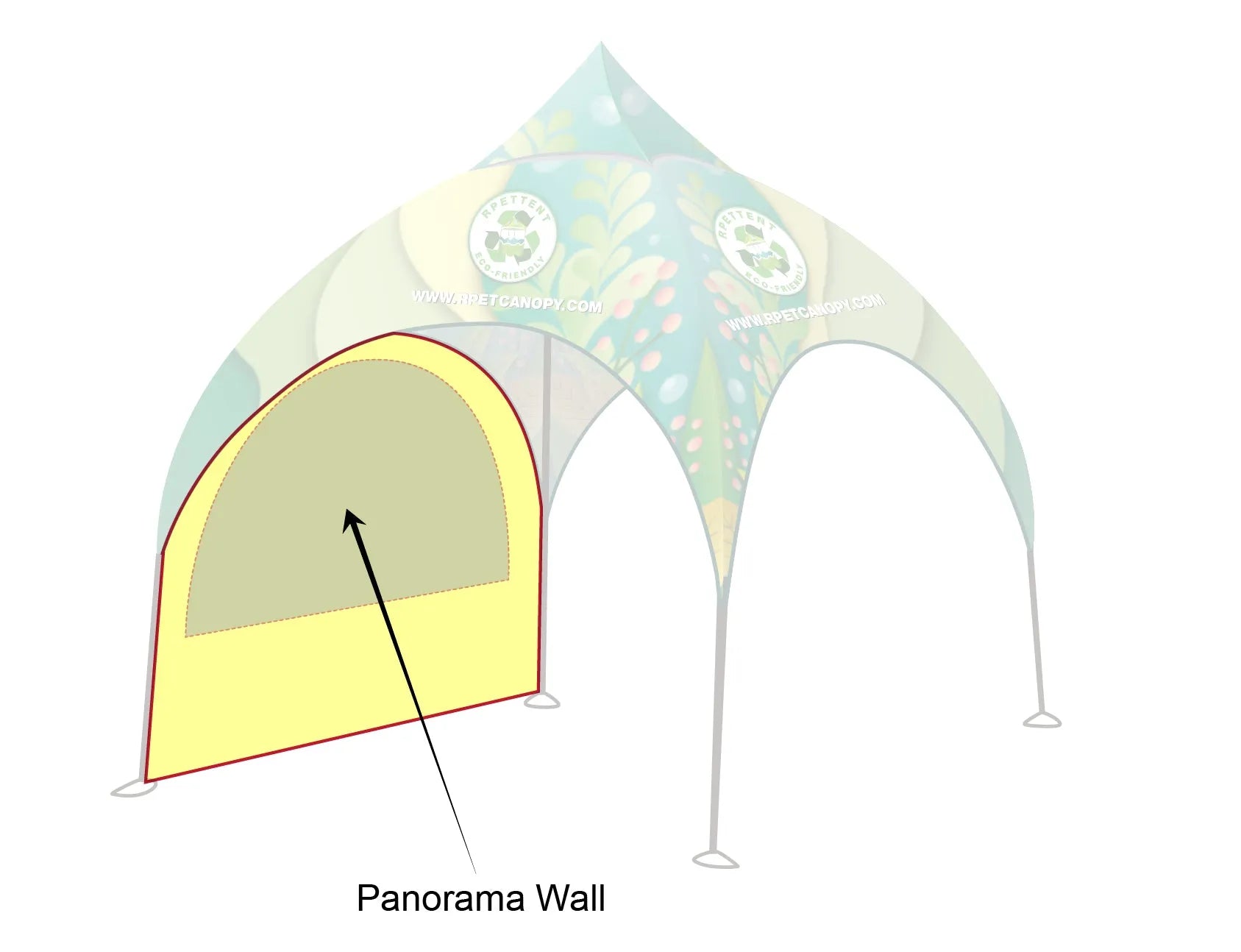 Printed Elegance: Custom RPET Arch Dome Tent with Walls