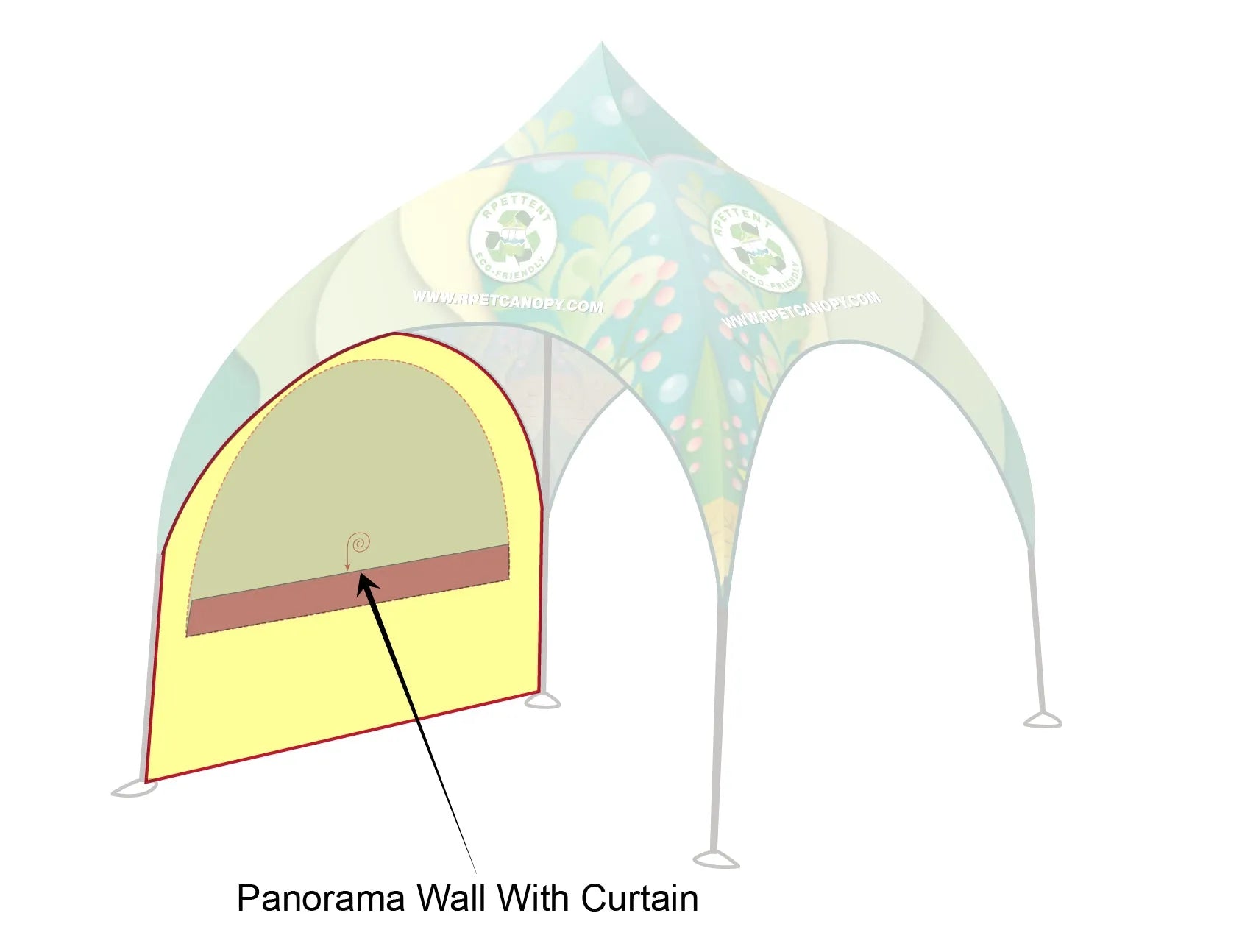 Printed Elegance: Custom RPET Arch Dome Tent with Walls