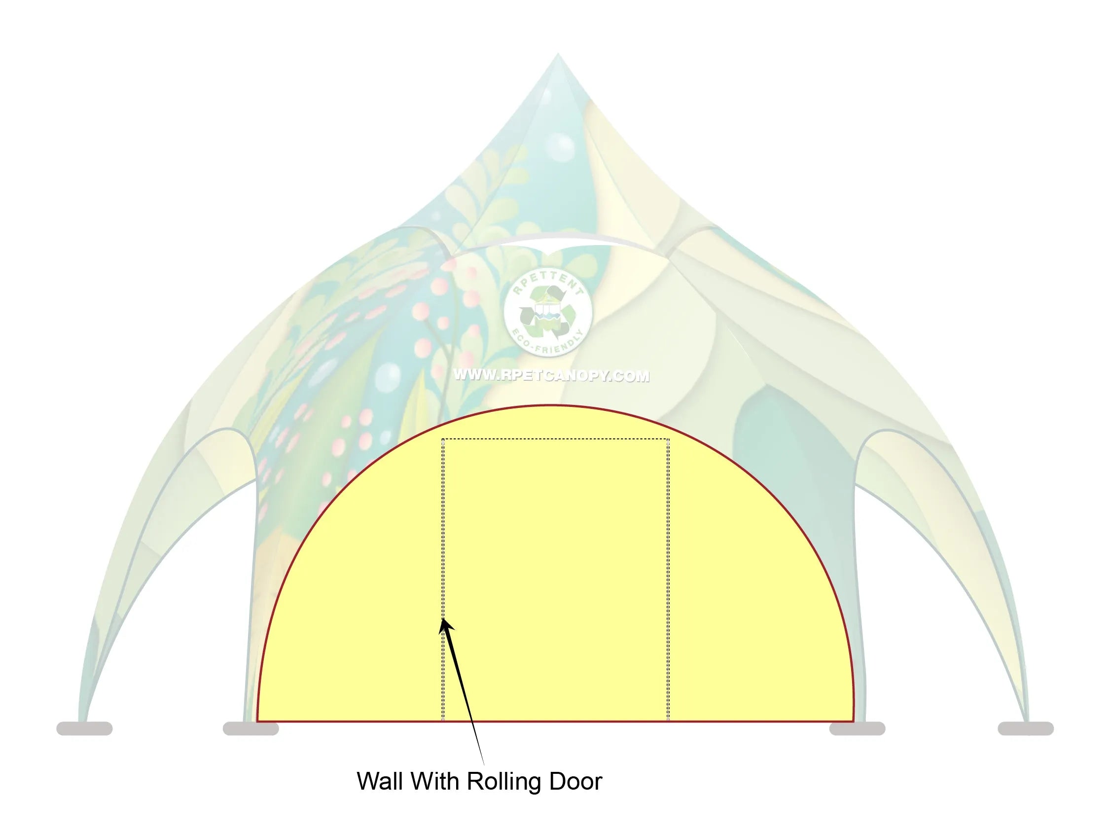 Printed Elegance: Custom RPET Arch Dome Tent with Walls