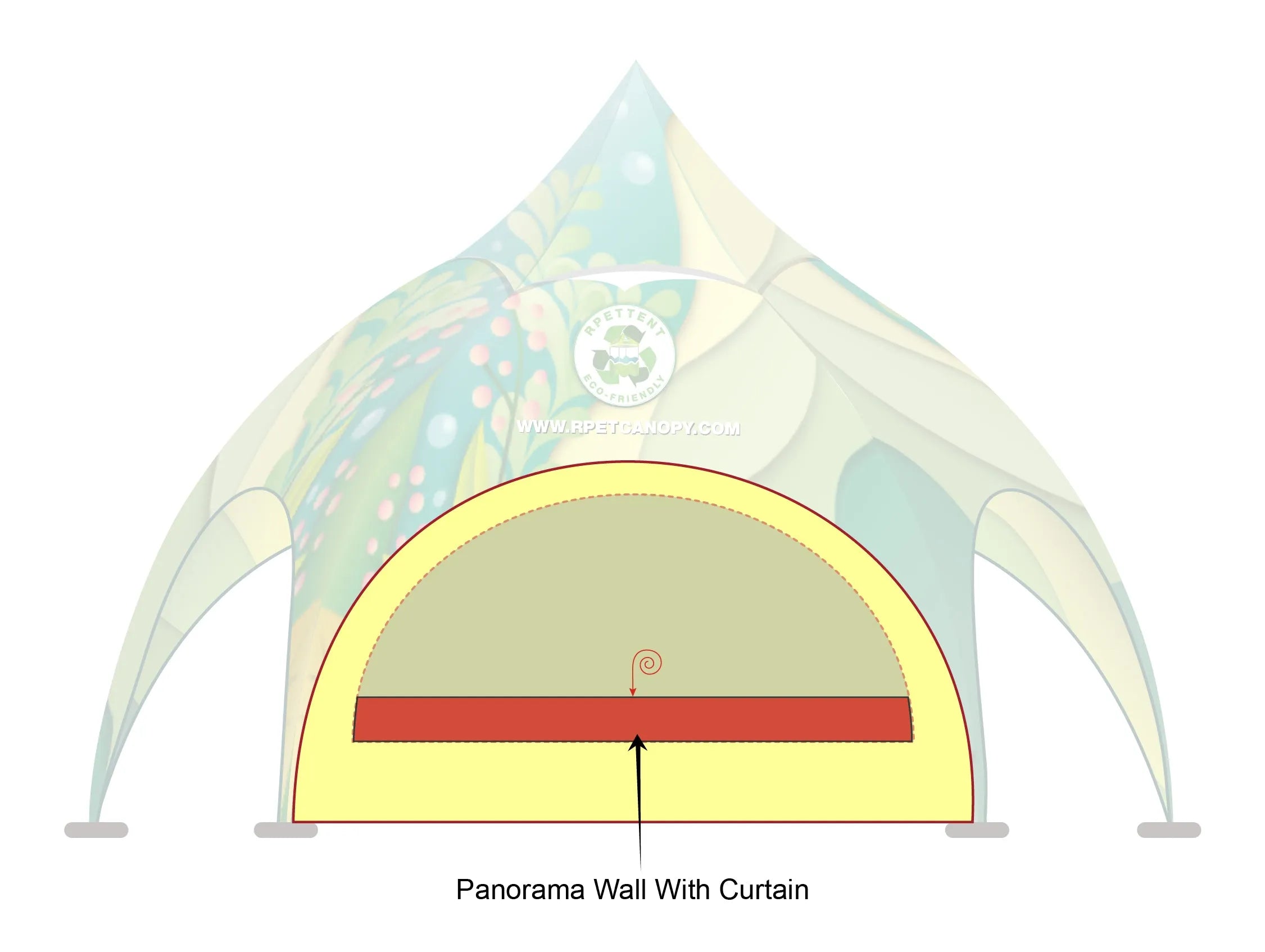 Printed Elegance: Custom RPET Arch Dome Tent with Walls