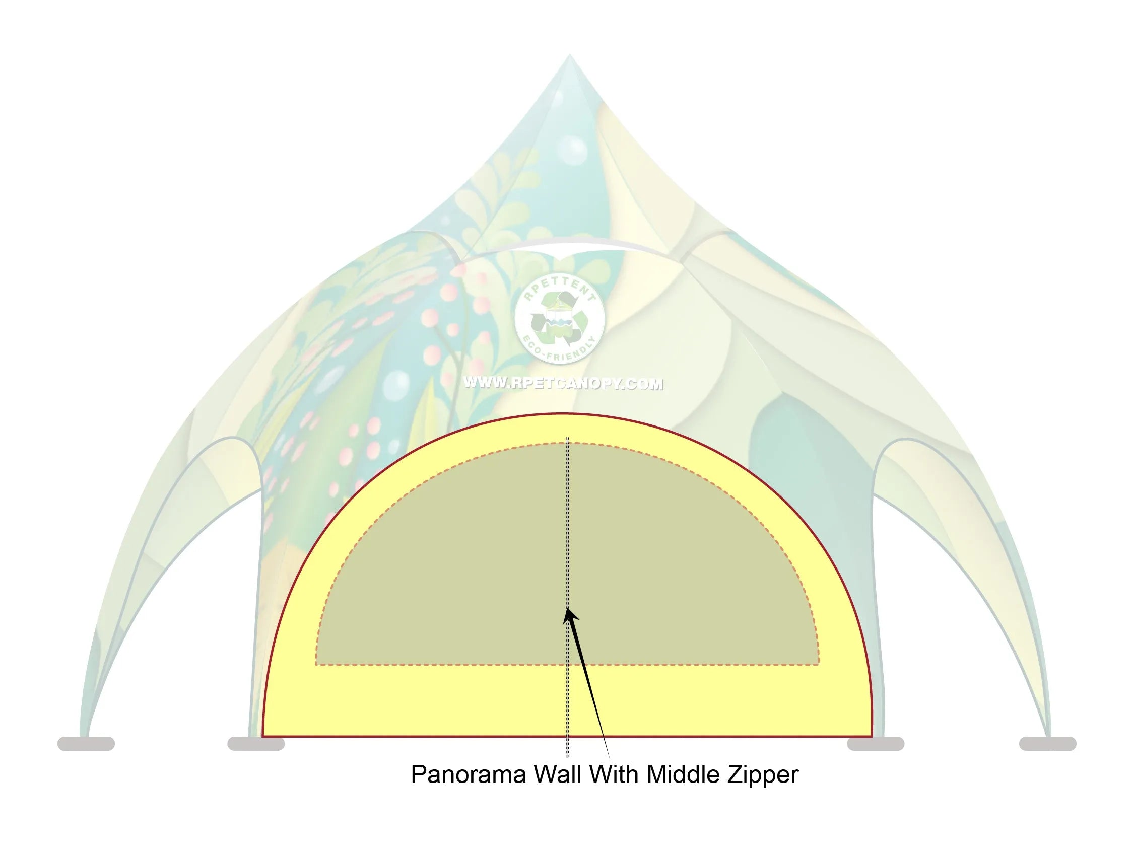 Printed Elegance: Custom RPET Arch Dome Tent with Walls