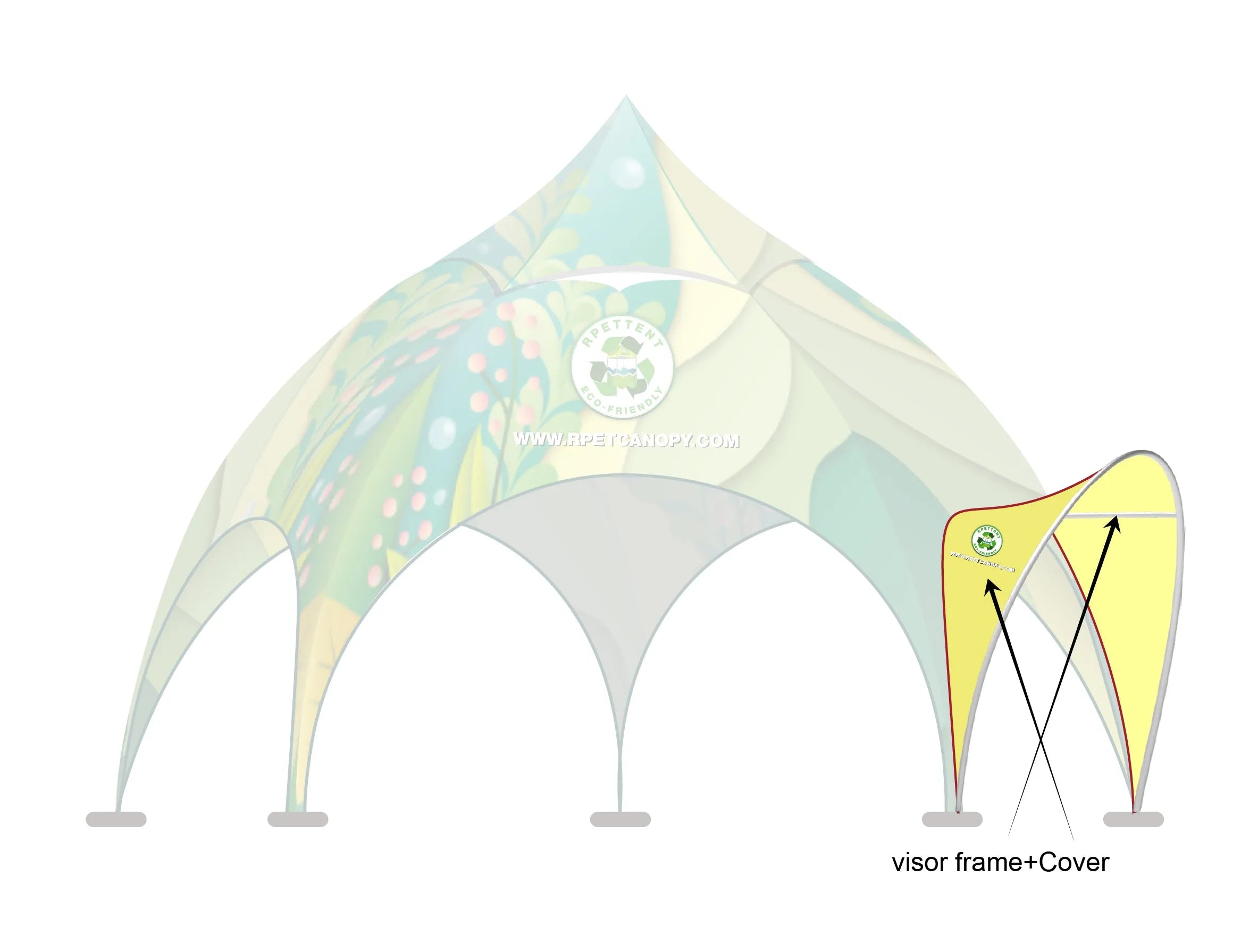 Printed Elegance: Custom RPET Arch Dome Tent with Walls