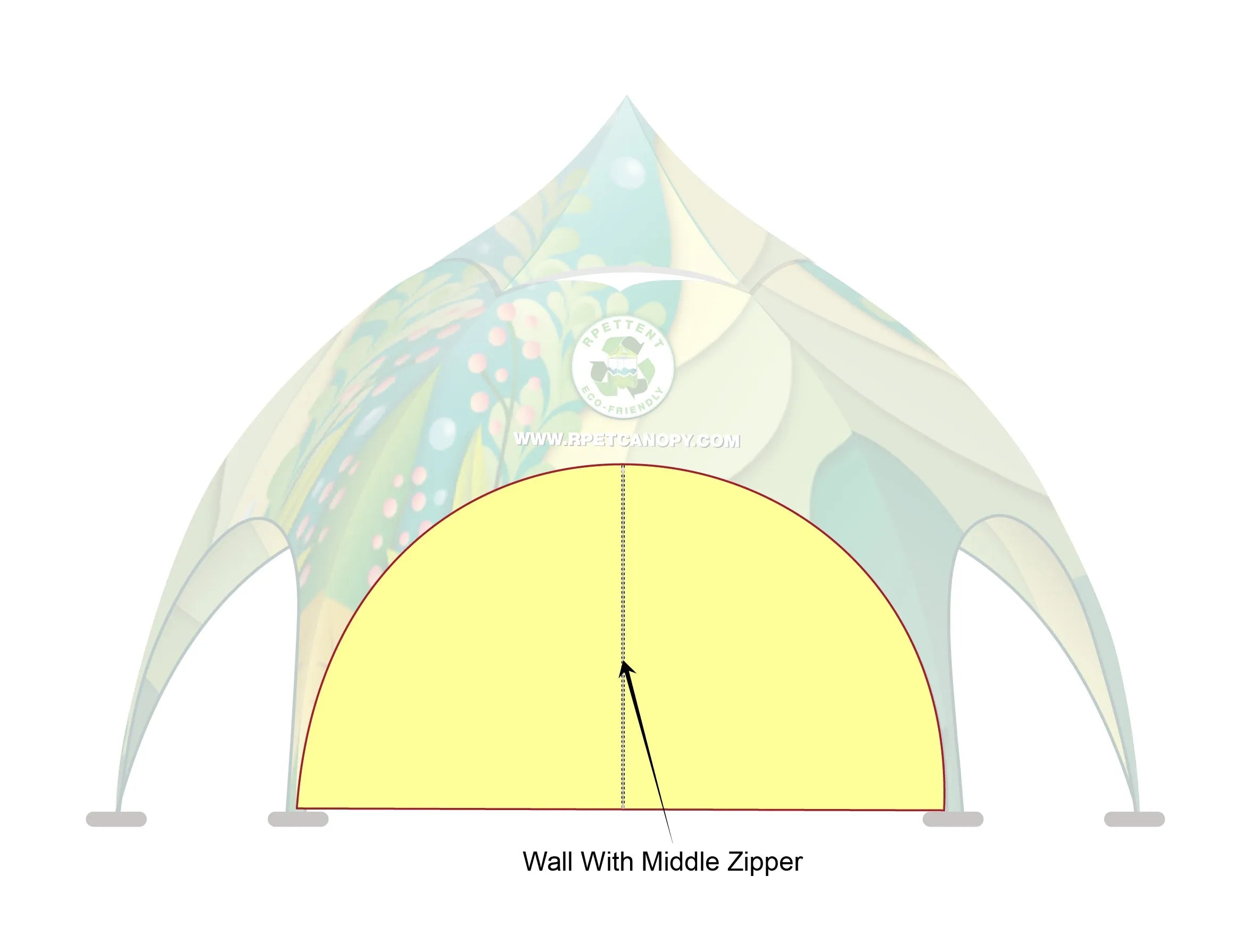 Printed Elegance: Custom RPET Arch Dome Tent with Walls