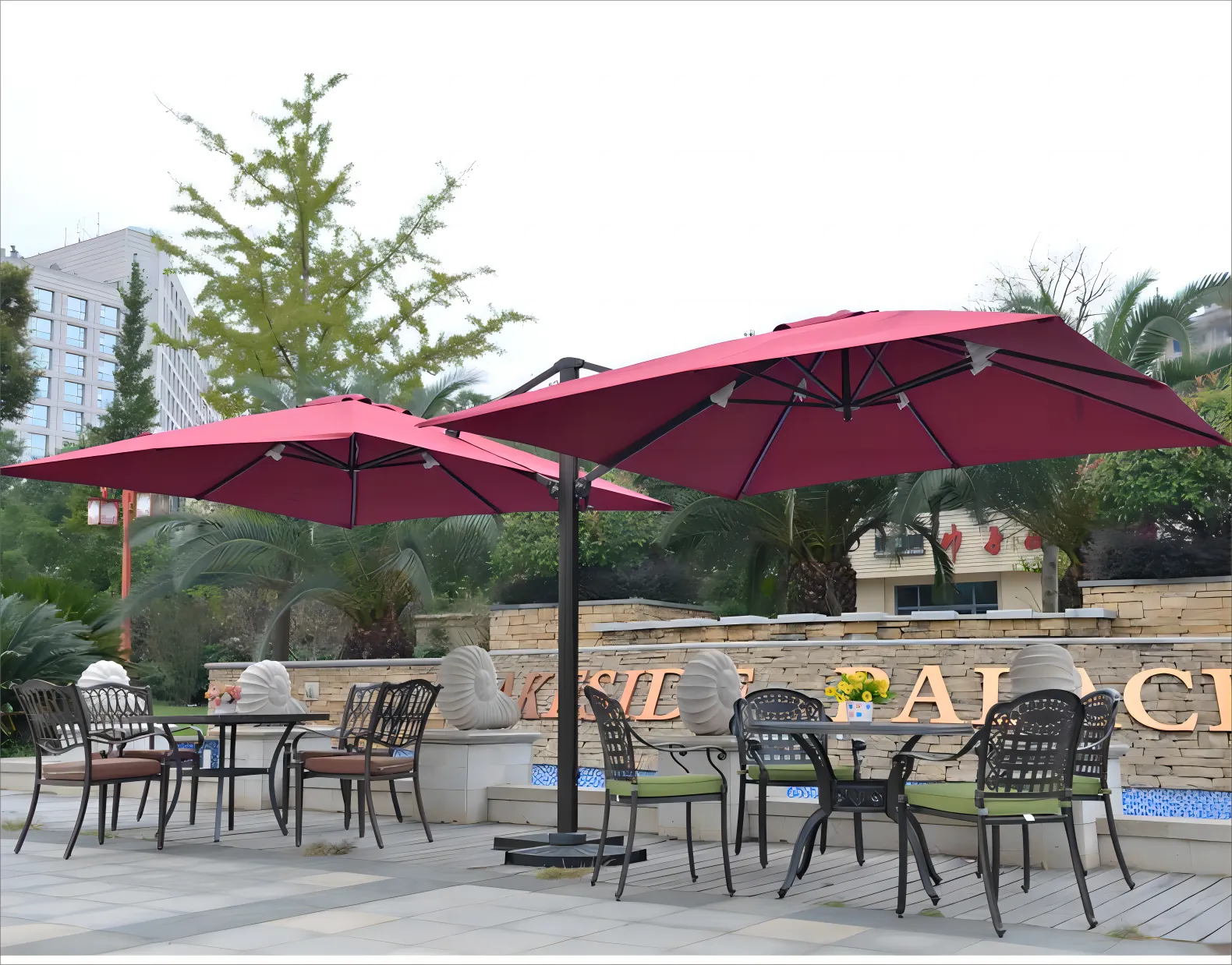 Luxury Elegance: Custom Double-Sided Cantilever Hanging Umbrella
