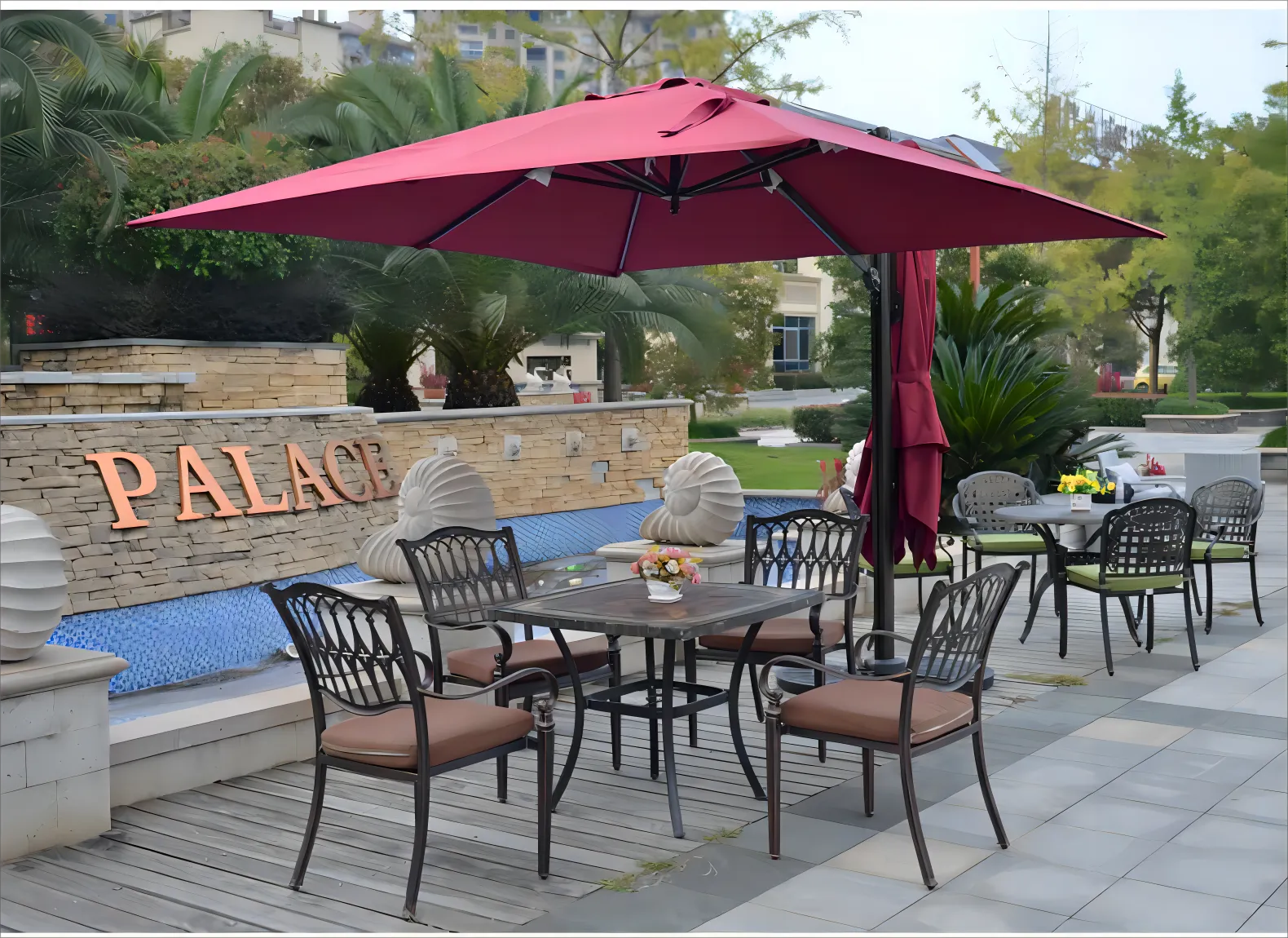 Luxury Elegance: Custom Double-Sided Cantilever Hanging Umbrella