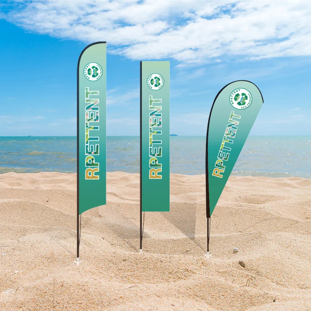 Capture attention with our Custom RPET Advertising Flags – versatile, impactful, and no base required. Personalize for effective marketing in various settings.
