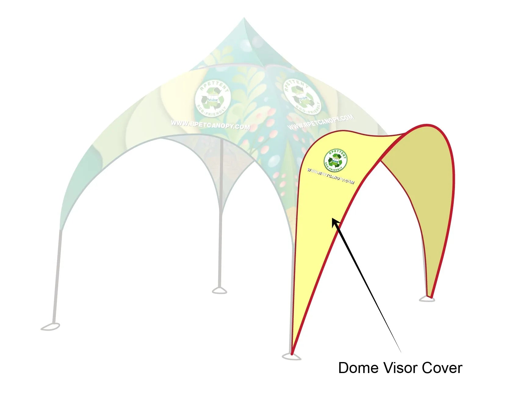 Explore our Custom RPET Arch Dome Tent with Walls Printing – a sustainable solution for elegant events. Crafted from recycled materials, easy setup, and customizable branded walls.