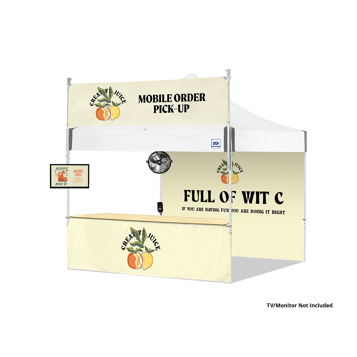 Canopy Tent with a banner on top:10'x10' Custom Advertising Canopy Tent