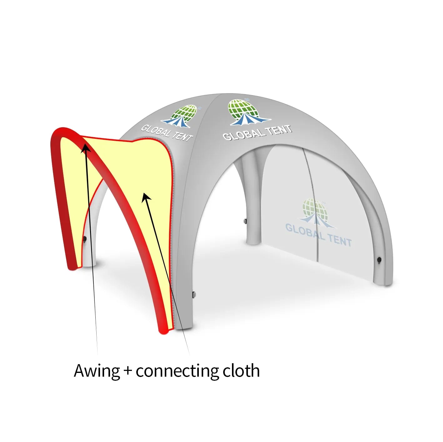 Printed Elegance: Custom Inflatable Tent with Awning & Walls