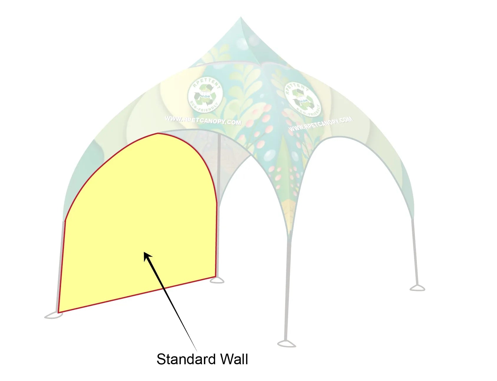 Printed Elegance: Custom RPET Arch Dome Tent with Walls