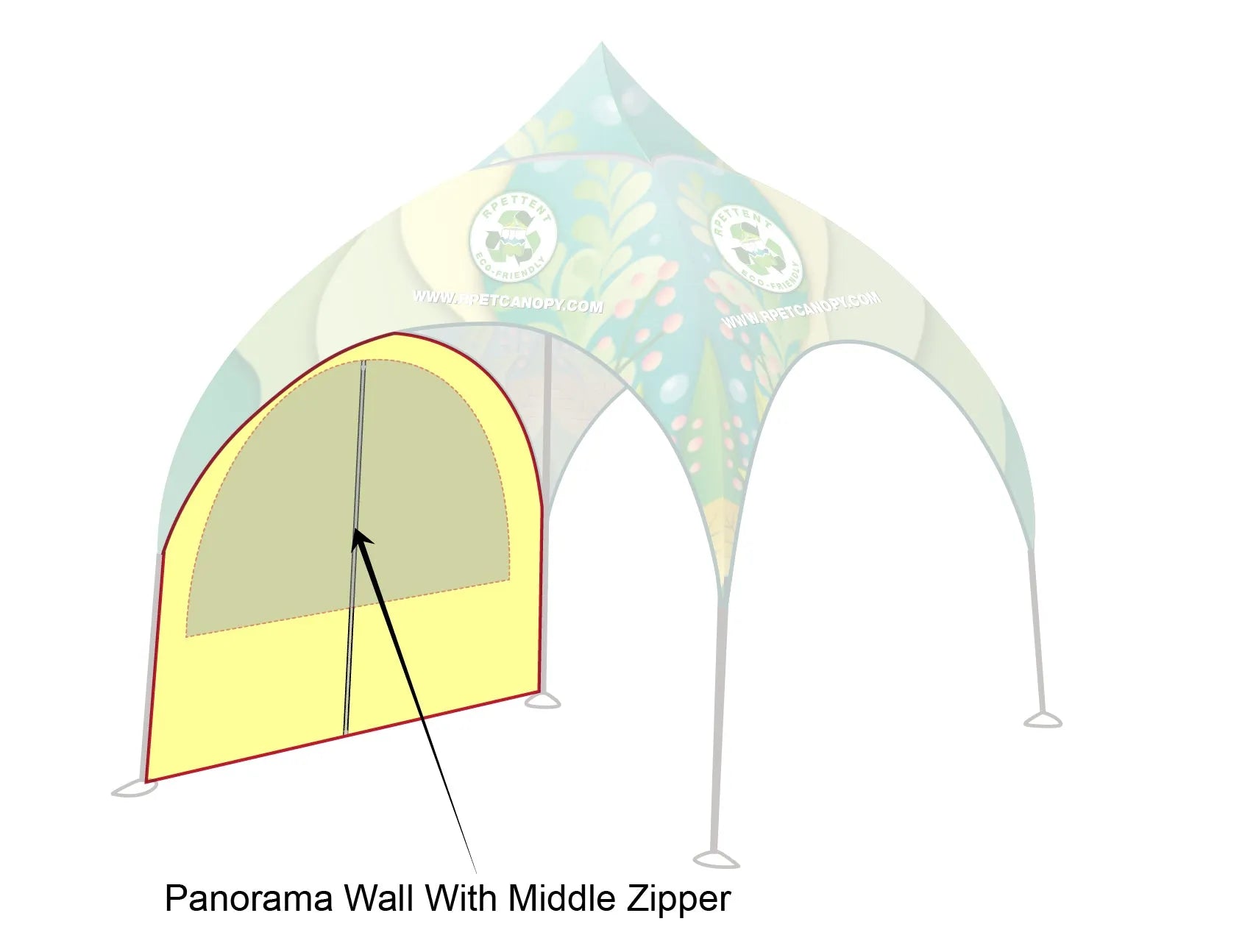 Printed Elegance: Custom RPET Arch Dome Tent with Walls