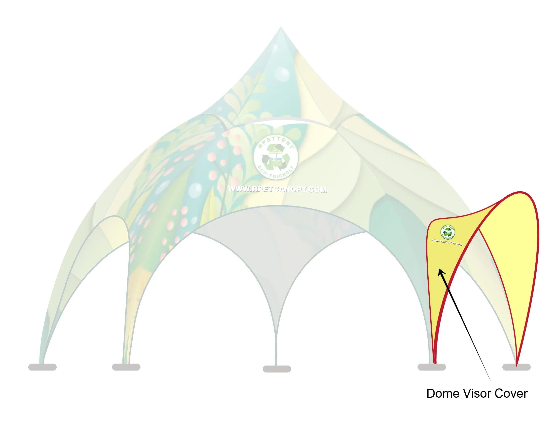 Printed Elegance: Custom RPET Arch Dome Tent with Walls