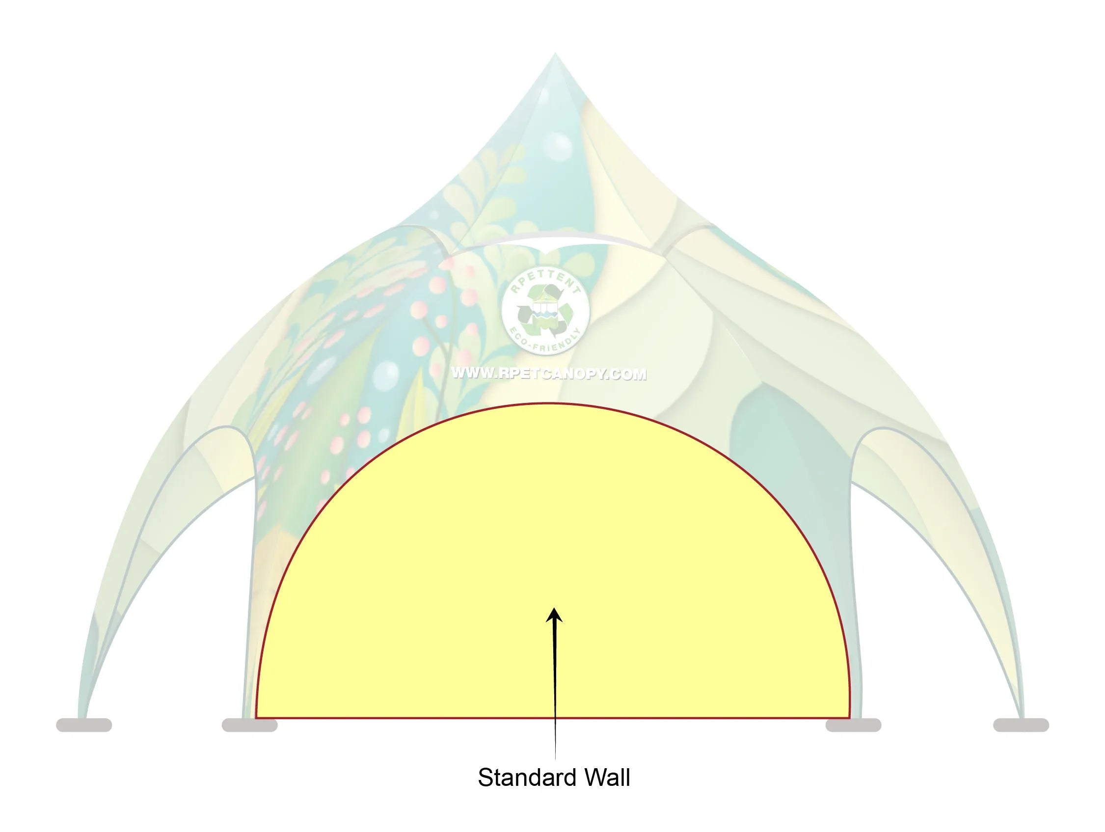 Printed Elegance: Custom RPET Arch Dome Tent with Walls