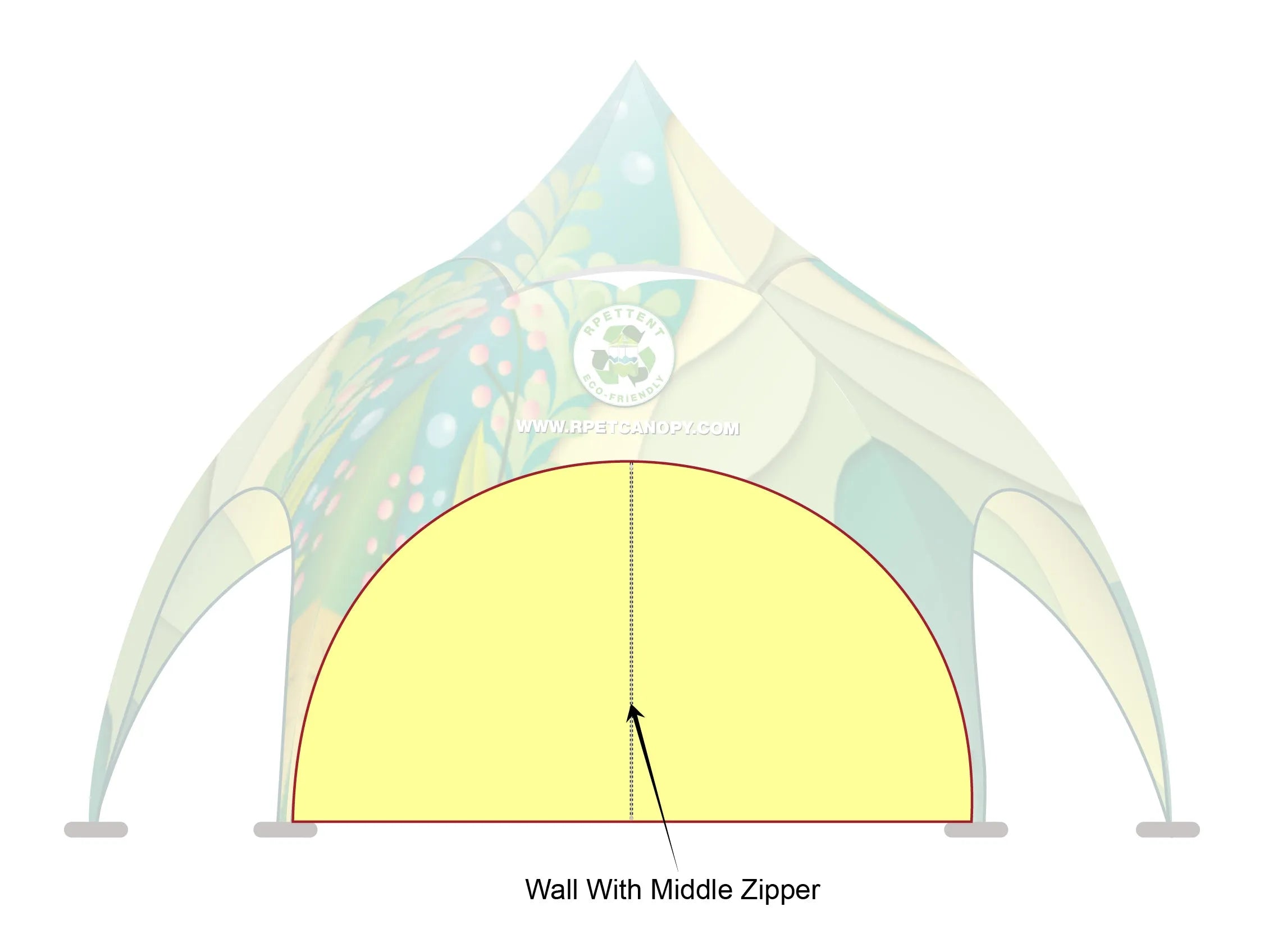 Printed Elegance: Custom RPET Arch Dome Tent with Walls