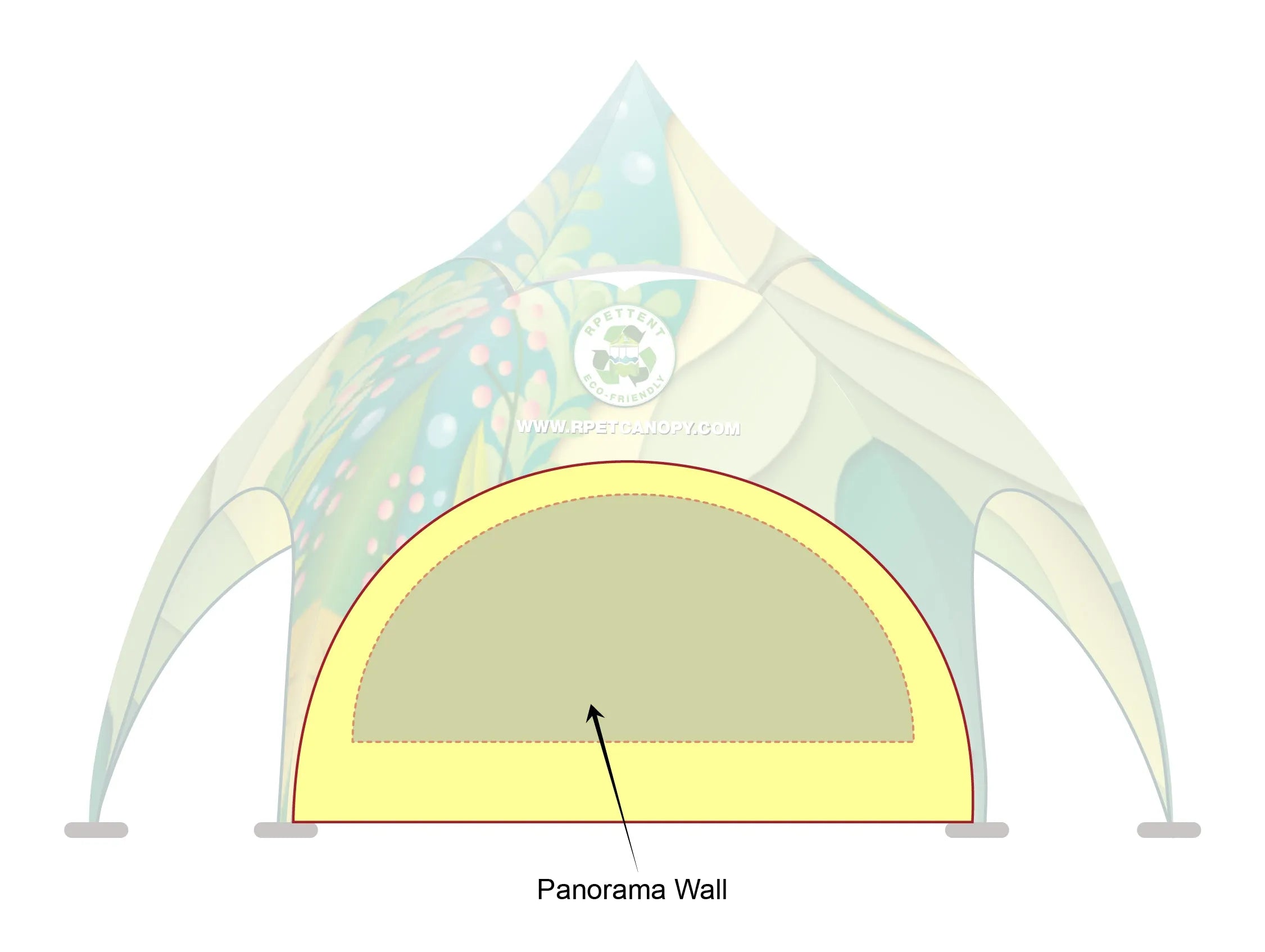 Printed Elegance: Custom RPET Arch Dome Tent with Walls
