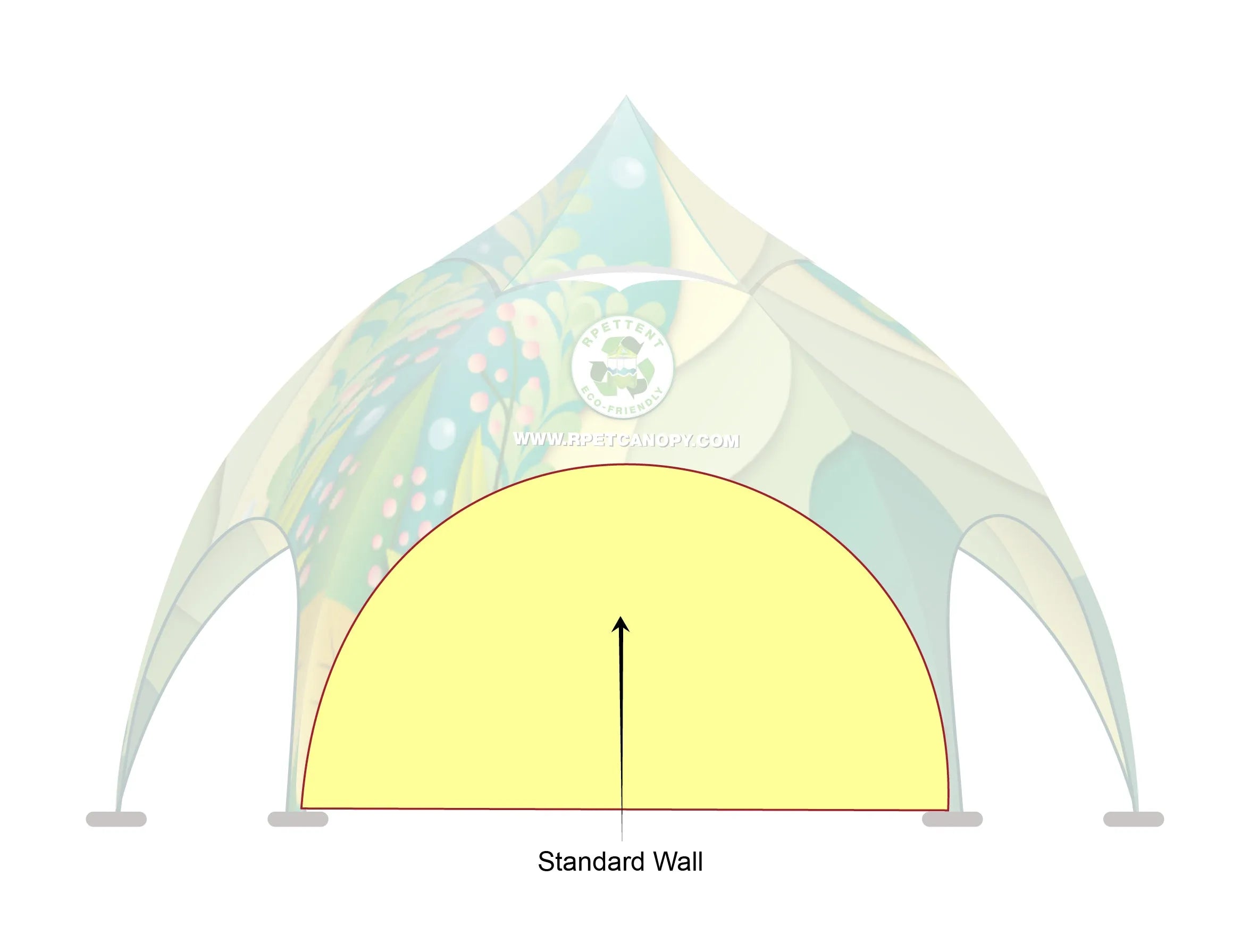 Printed Elegance: Custom RPET Arch Dome Tent with Walls