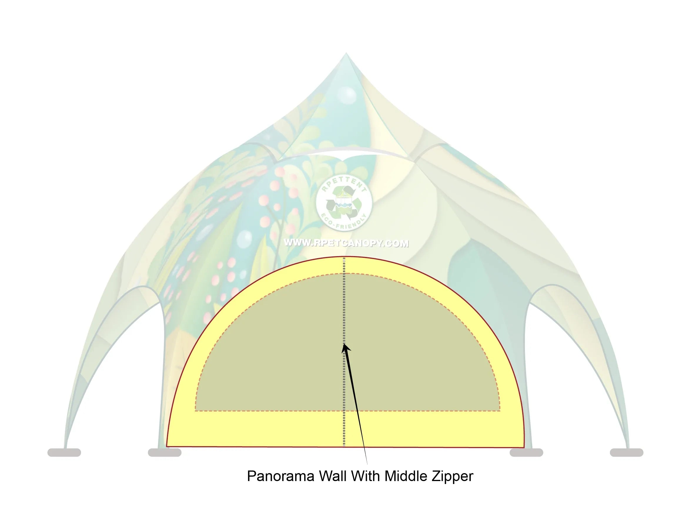 Printed Elegance: Custom RPET Arch Dome Tent with Walls