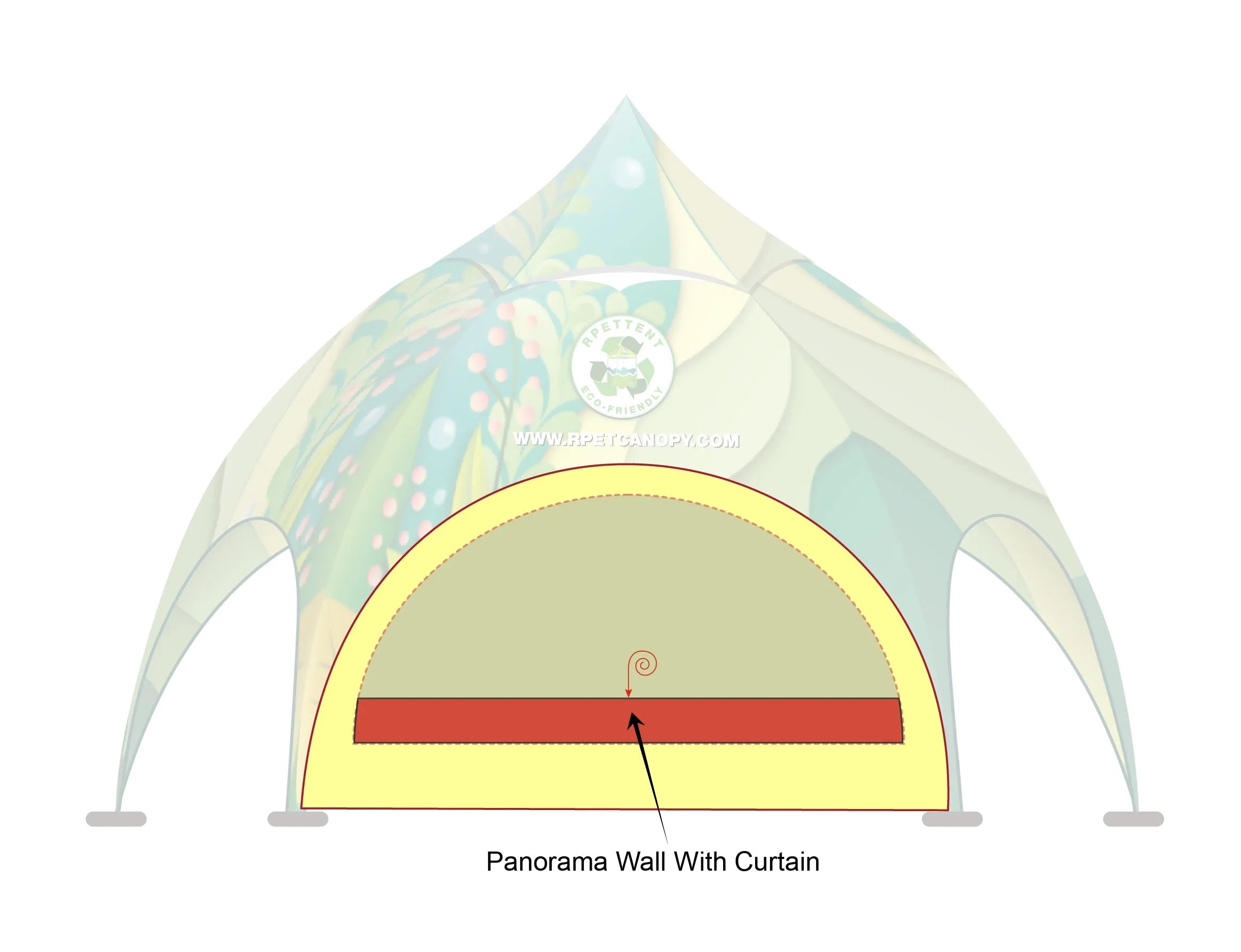 Printed Elegance: Custom RPET Arch Dome Tent with Walls
